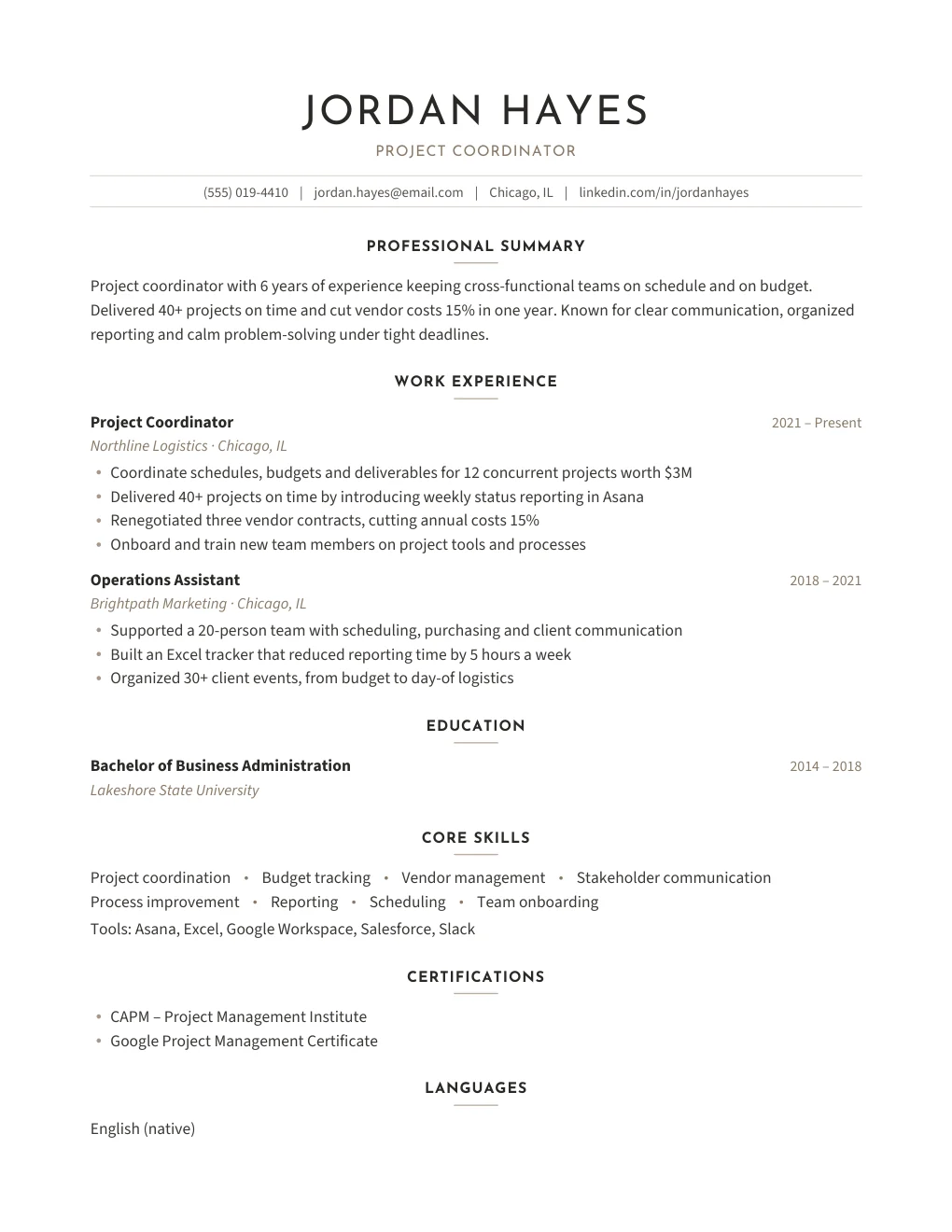 Linen resume design