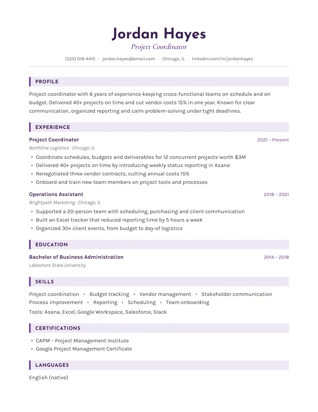 Plum resume design